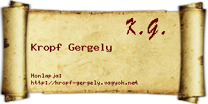 Kropf Gergely névjegykártya